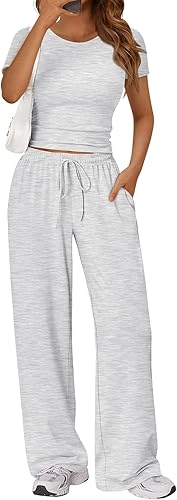 Trendy Queen Women’s 2-Piece Summer Lounge Set | Ruched Top & Wide Leg Pants