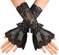 Avidlove Women’s Ruffle Bow Lace Fingerless Gloves – Elegant Mid-Elbow Sleeves