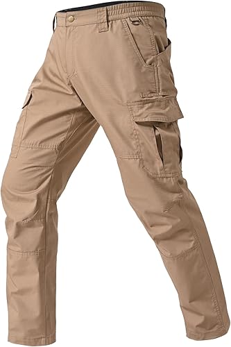 Men’s Cargo Work Pants – Durable Ripstop Tactical Pants with 7 Pockets (Water-Resistant)