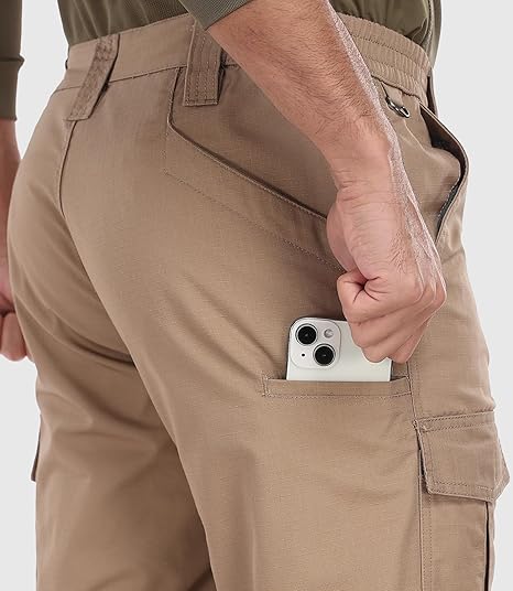 Men’s Cargo Work Pants – Durable Ripstop Tactical Pants with 7 Pockets (Water-Resistant)