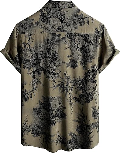 Men's Tropical Hawaiian Short Sleeve Shirt | 100% Rayon Floral Button-Down