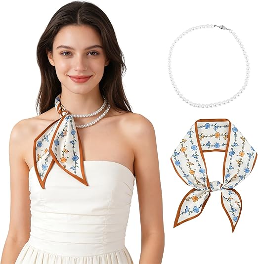 GERINLY Beige Scarf Necklace Set – Elegant Style, Endless Versatility